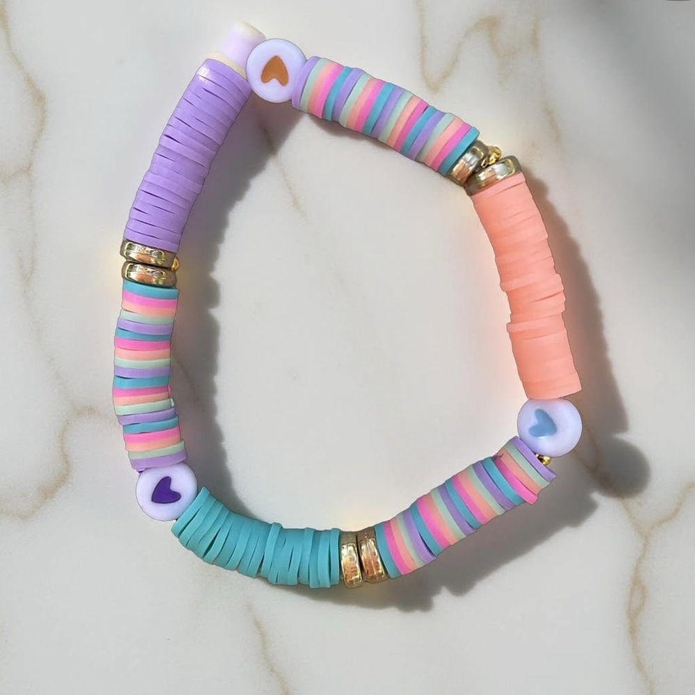 pastel colored claybead bracelet
